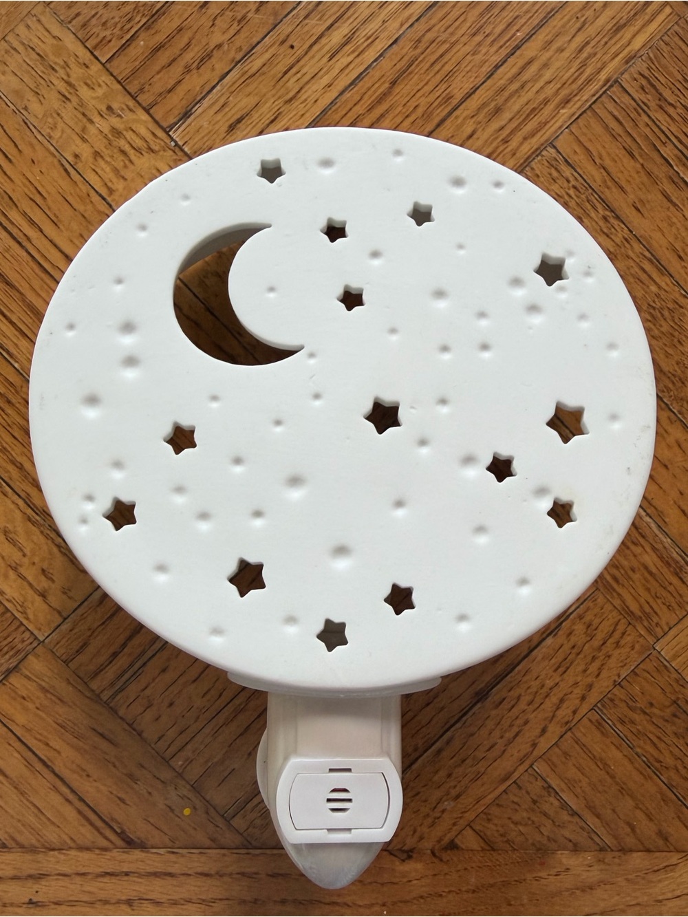 Land Of Nod White Ceramic Moon & Star Plug-In Night Lantern